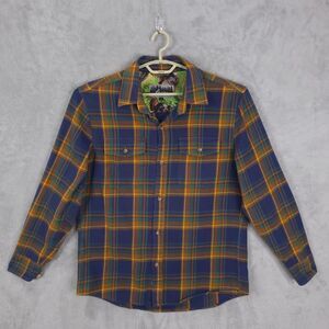 Pladra Flannel Shirt Men L Blue Brown Plaid Button Up Long Sleeve Mediumweight